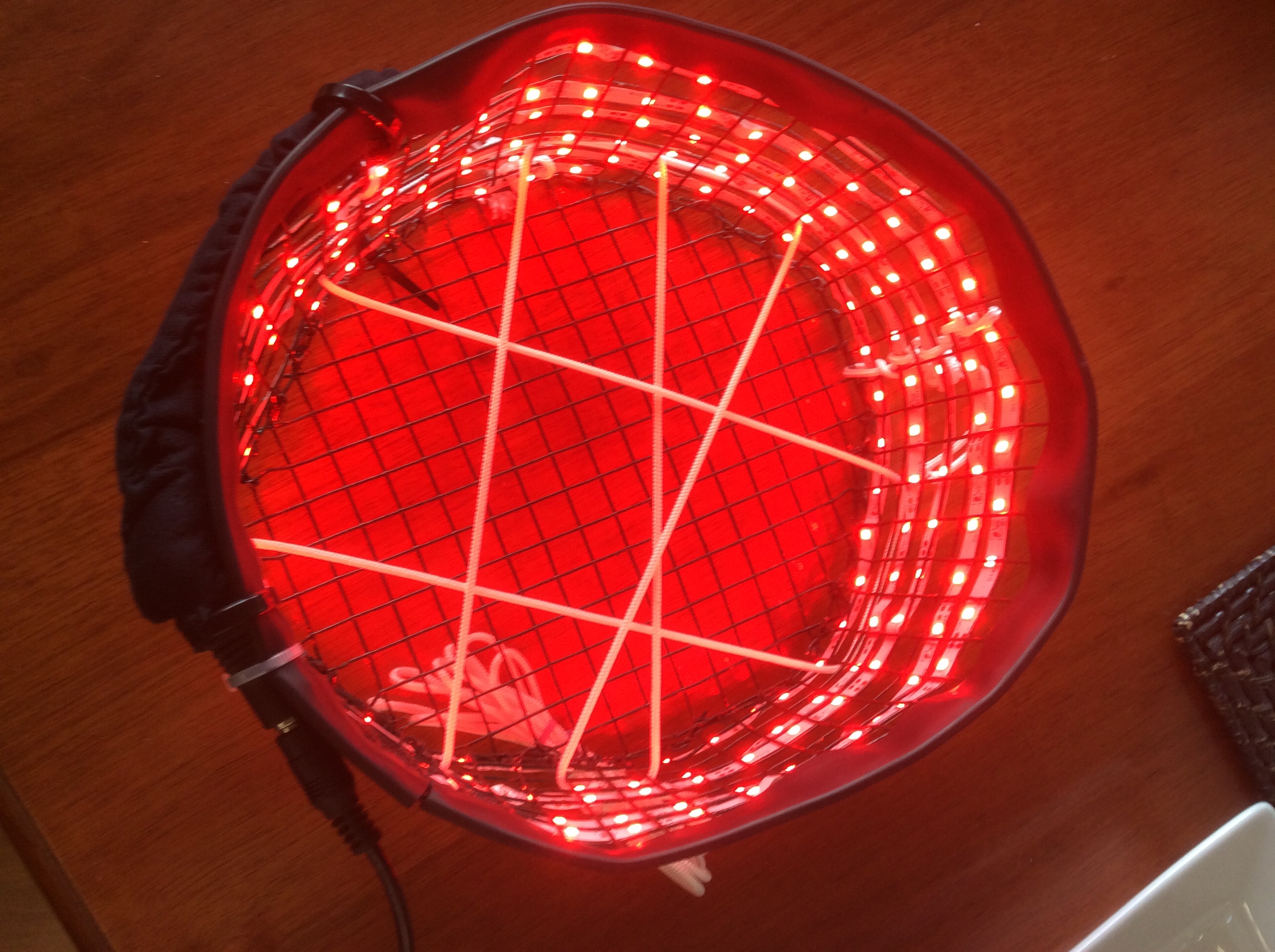 This is a Cossack light hat - the instructions for making this are on the blog. The Cossack uses LED strip - you can see the strip wound around the frame. 